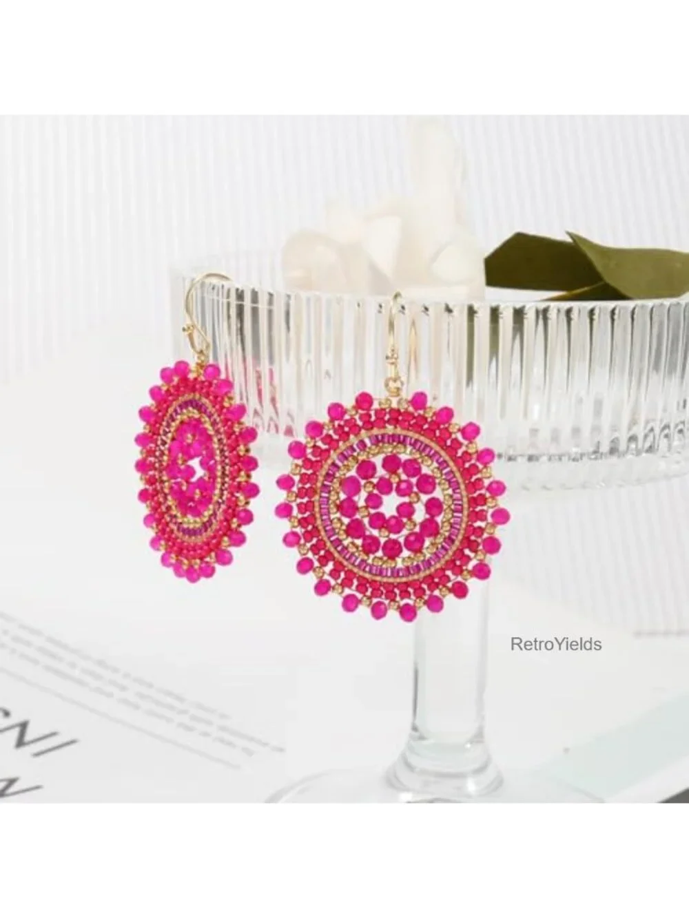Bohemian Beaded Drop Earrings for Women - Crystal Glass Acrylic Seed Bead